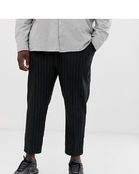 New Look Plus Pinstripe Elasticated Trousers In Black