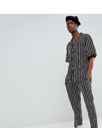 Sacred Hawk Relaxed Trousers In Black Stripe