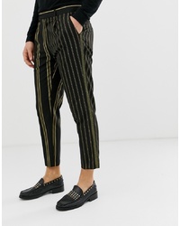 ASOS Edition Slim Crop Trouser With Stripe In Black