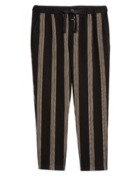Closed Vigo Stripe Tapered Cotton Linen Pants In Black At Nordstrom