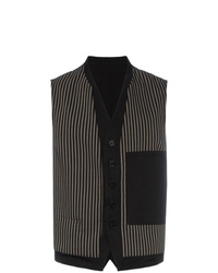Black Vertical Striped Cotton Waistcoat