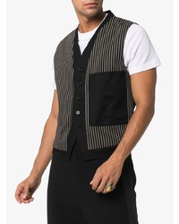 Ann Demeulemeester Stripe Pattern And Button Detail Cotton Blend Waistcoat