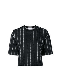 Black Vertical Striped Crew-neck T-shirt