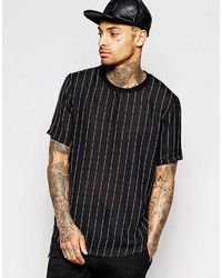 Asos Brand Stripe T Shirt In Black With Short Sleeves