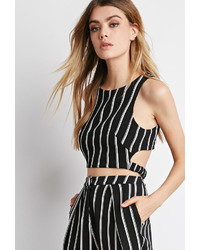 Black Vertical Striped Cropped Top