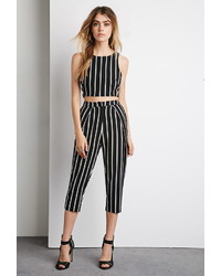 Forever 21 Striped Cutout Crop Top