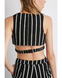 Forever 21 Striped Cutout Crop Top