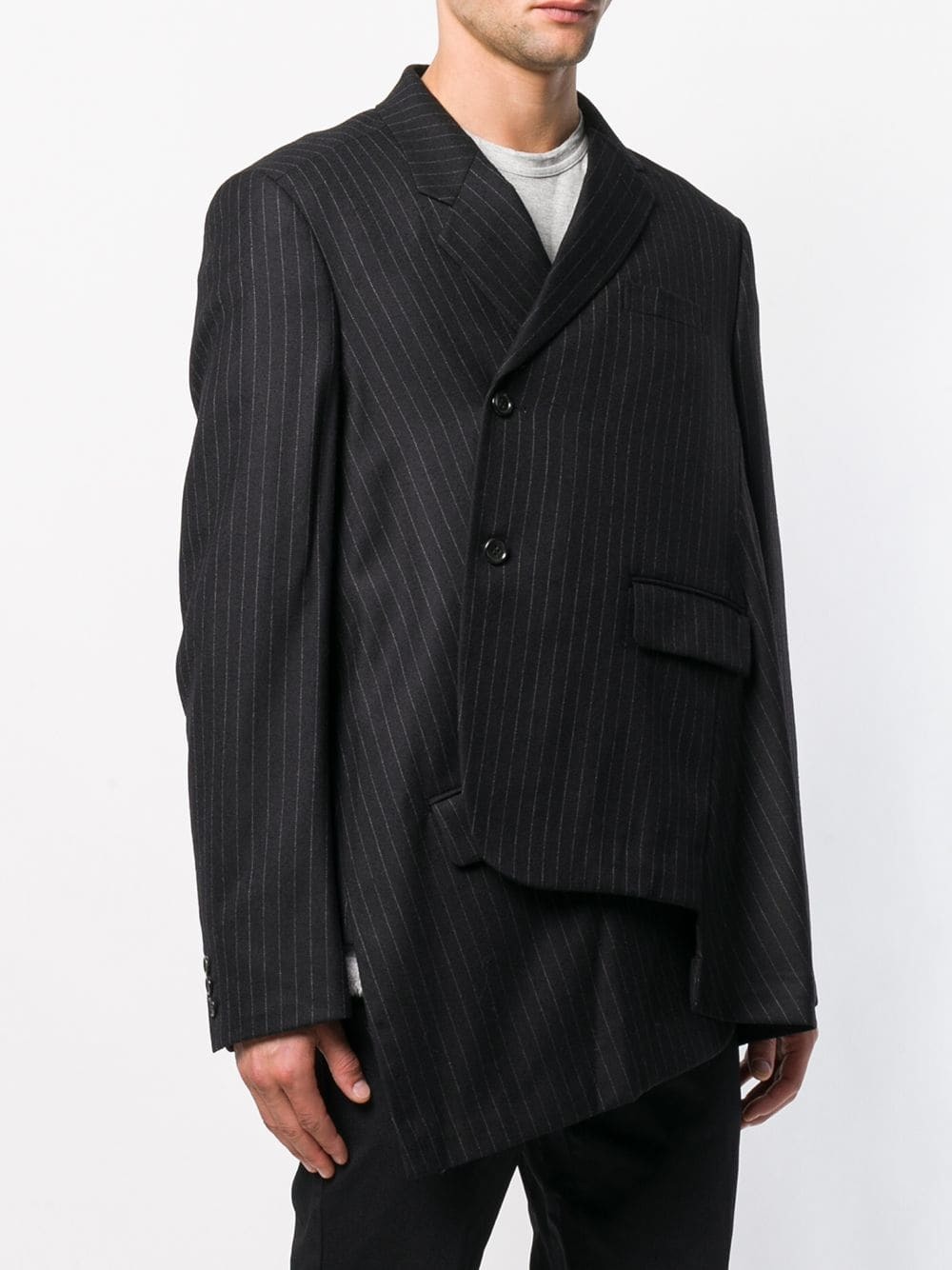 Comme Des Garcons Homme Plus Comme Des Garons Homme Plus Wrap Pinstripe  Blazer, $1,383, farfetch.com