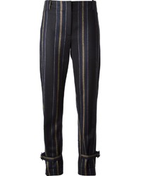 ADAM by Adam Lippes Adam Lippes Buckled Ankles Striped Slim Trousers