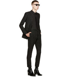 Saint Laurent Black Pinstripe Wool Trousers
