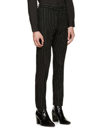 Saint Laurent Black Pinstripe Wool Trousers