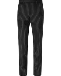Givenchy Black Slim Fit Pinstriped Wool Trousers