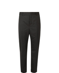 Saint Laurent Black Slim Fit Pinstriped Wool Trousers