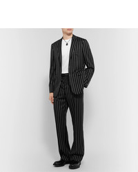 Burberry Black Wide Leg Pinstriped Virgin Wool Blend Suit Trousers