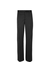 Burberry Black Wide Leg Pinstriped Virgin Wool Blend Suit Trousers