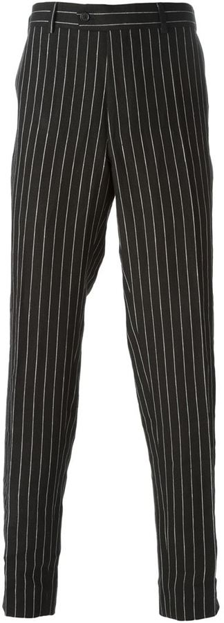 black pinstripe suit trousers
