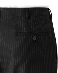 Haggar Classic Fit Pleated Black Striped Comfort Waist Suit Pants Big Tall