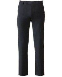 Marc Anthony Slim Fit Pin Striped Wool Flat Front Black Suit Pants