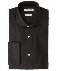 Isaac Mizrahi Black Tonal Stripe Slim Fit Dress Shirt