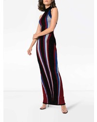 Balmain Halterneck Stripe Fitted Maxi Dress