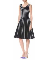 Carolina Herrera Stripe Knit Fit  Flare Dress