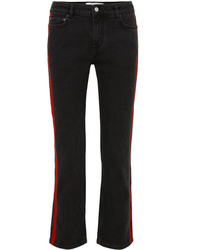 Black Vertical Striped Flare Jeans