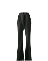 Black Vertical Striped Flare Pants