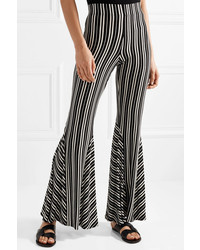 Beaufille Lamos Striped Ribbed Stretch Knit Flared Pants