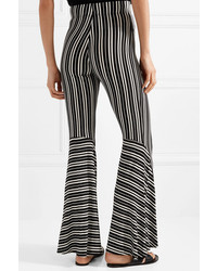Beaufille Lamos Striped Ribbed Stretch Knit Flared Pants