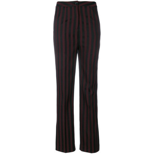 striped flared trousers