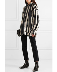 MARQUES ALMEIDA Oversized Striped Sequined Tulle Hoodie