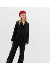 Reclaimed Vintage Inspired Boilersuit With Wrap Front In Pinstripe