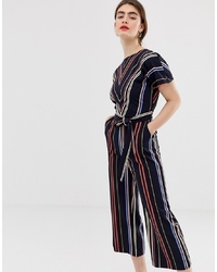 Warehouse Jumpsuit With Belt In Stripe