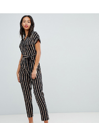 New Look Tall Utility Pocket Button Jumpsuit In Stripe Pattern