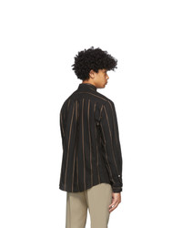 AMI Alexandre Mattiussi Black Striped Summer Fit Shirt