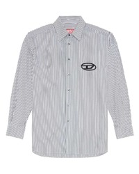 Diesel Logo Embroidered Striped Poplin Shirt