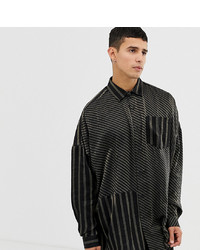 Collusion Oversized Lurex Stripe Shirt In Black And Gold