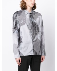 McQ Pinstripe Pattern Abstract Print Shirt