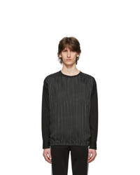 Neil Barrett Black And White Extrafine Cupro Striped Long Sleeve T Shirt
