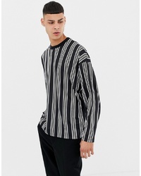 ASOS DESIGN Oversized Long Sleeve Vertical Stripe T Shirt