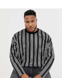 ASOS DESIGN Plus Oversized Long Sleeve Vertical Stripe T Shirt