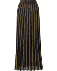 Black Vertical Striped Maxi Skirt