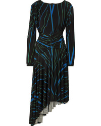 Preen by Thornton Bregazzi Melissa Asymmetric Striped Stretch Crepe Dress