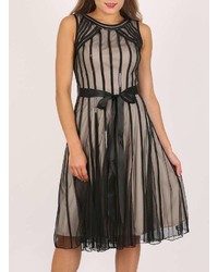 Izabel London Multi Beige And Black Striped Dress
