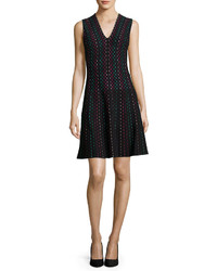 Kate Spade New York Sleeveless Striped Fit And Flare Sweaterdress Blackmulticolor