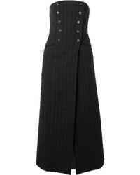 Black Vertical Striped Midi Skirt