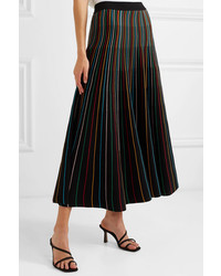 REDVALENTINO Striped Cotton Blend Midi Skirt