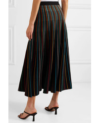 REDVALENTINO Striped Cotton Blend Midi Skirt
