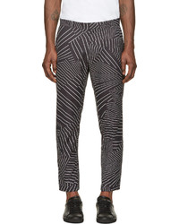 Christopher Kane Black And White Deconstructed Pinstripe Turn Up Trousers