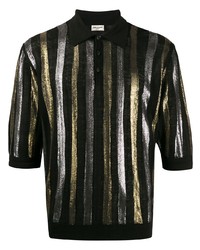 Saint Laurent Metallic Stripe Polo Shirt